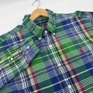 Vintage Polo Ralph Lauren Shirt Men's XL Madras Plaid Oxford Cotton